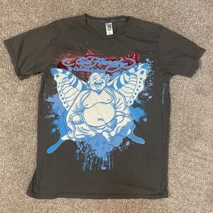 Vintage Ed Hardy Buddha T Shirt Mens XL Gray Butterfly Christian Audigier USA